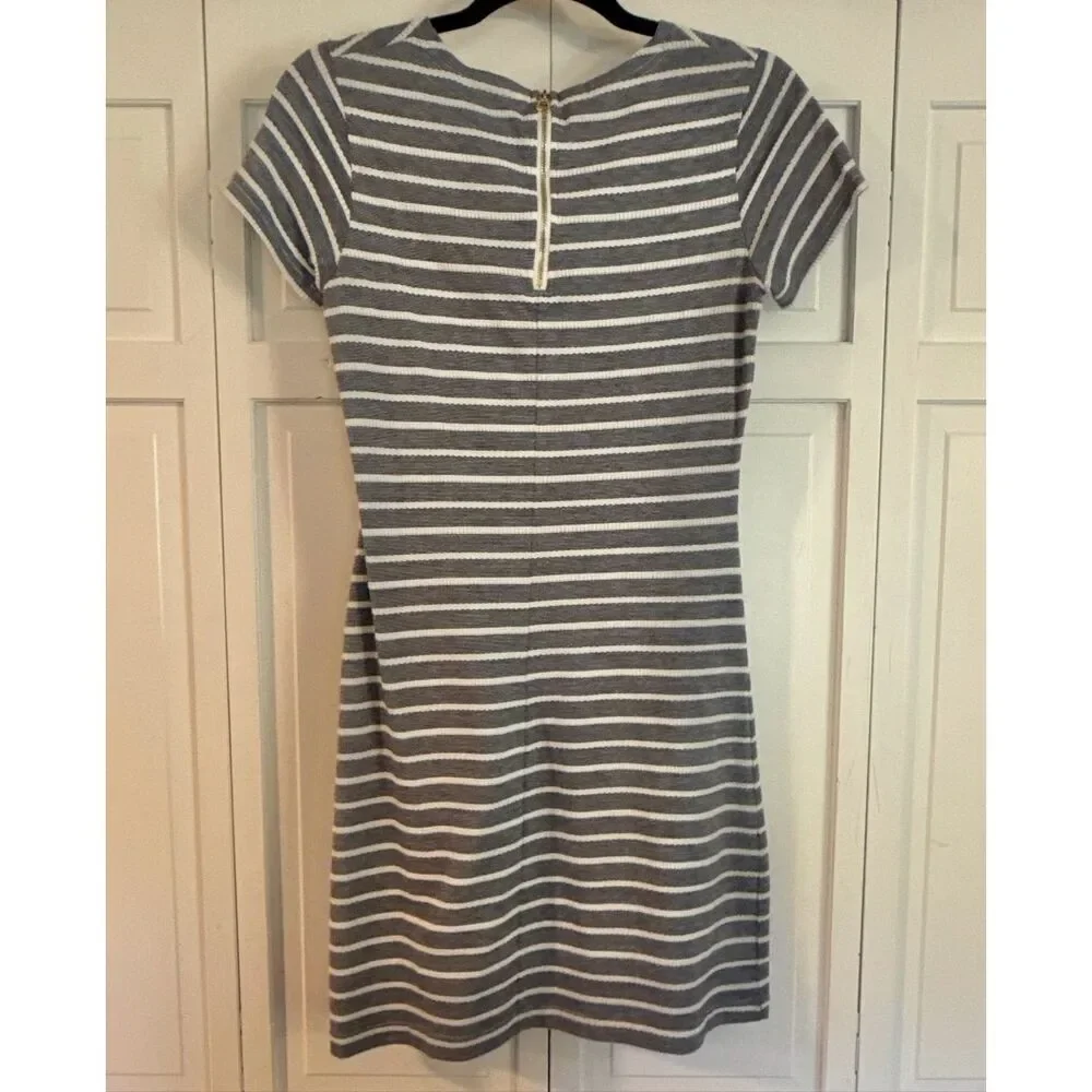 Sail to Sable grey and white striped crewneck shift nautical dress size xs - Picture 3 of 11